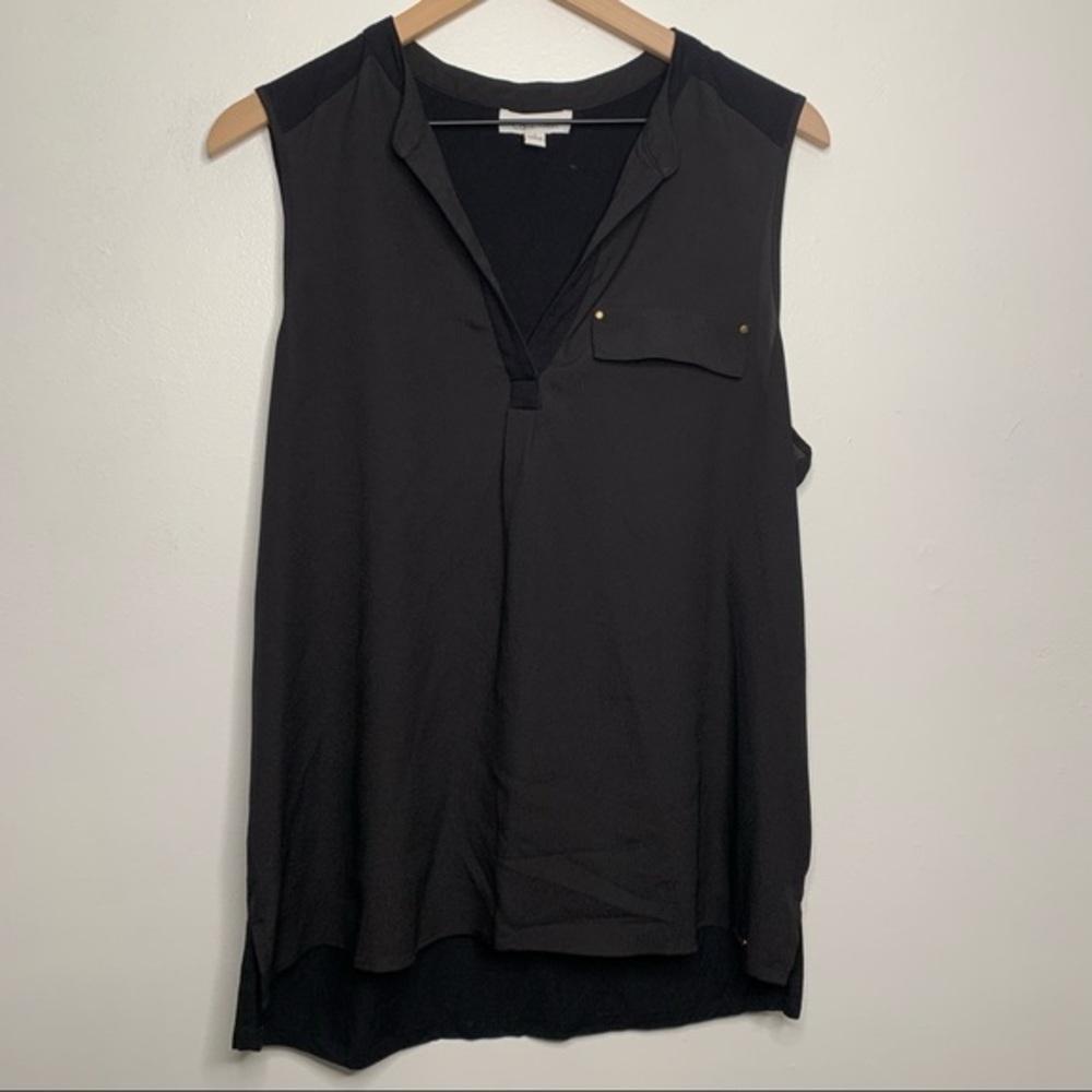 Calvin Klein Black Sleeveless V Neck Blouse Sz L
